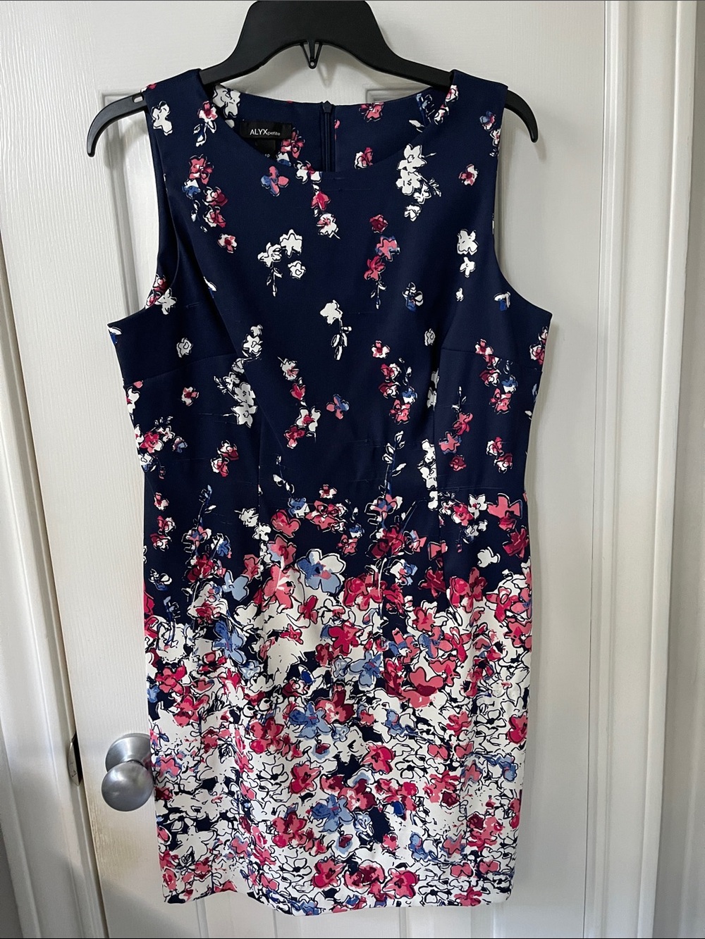 Alyx Navy Floral Midi Dress with Pink & White Blooms